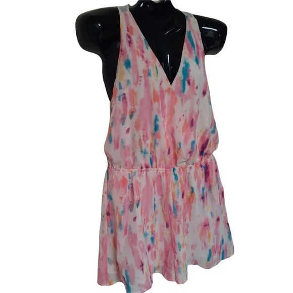 $5 For $25* Rory Becca Abstract Multicolored Sheer Back Romper- Size Large - Picture 3 of 10